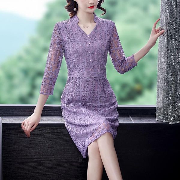 

casual dresses 2021spring autumn purple flower embroidery midi women korean fashion beach dress elegant slim party vestidos, Black;gray