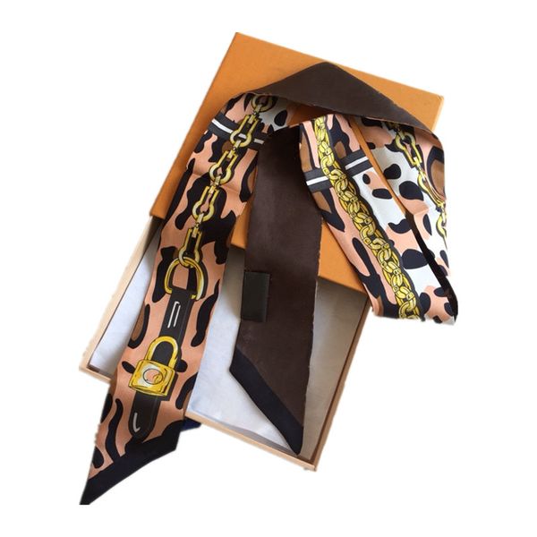 

5pcs classic handbag scarf headbands women letter flower silk scraves bandeaux bag hair bandeau 8x120cm, Blue;gray