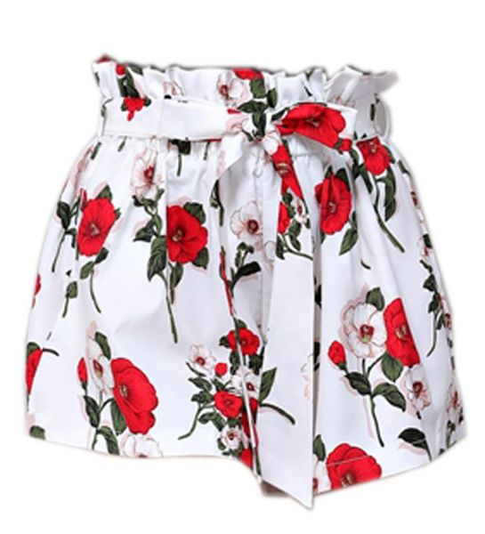 

dreamskull women's casual high waist summer floral frill shorts, White;black
