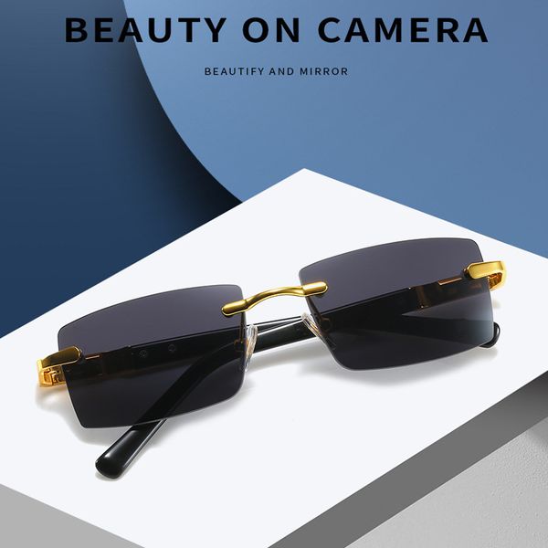 

viper glasses2021 new frameless plate sunglasses men's fashion business square optical frame glasses, White;black