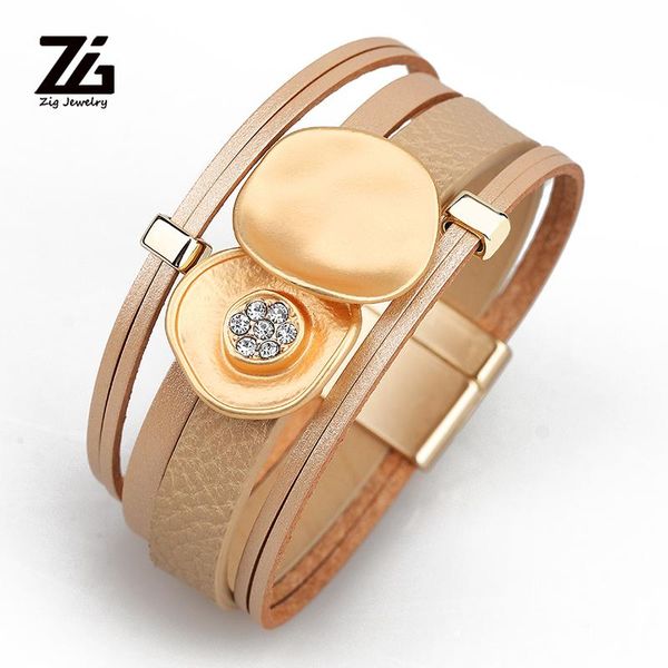 

charm bracelets zg 2021 pulseras piedras de colores women leather big flower bracelet in 4 colors, Golden;silver