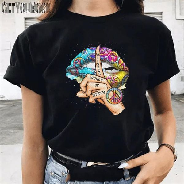 

Lips Whisper Words Of Wisdom Mens T Shirts Watercolor And Women Graphic Sexy Black Tops Tees Female Funny Clothes,drop Ship, White;black