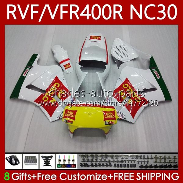 Bodys для Honda RVF400R N30 V4 VFR400 R VFR400R 89-93 79NO.4 RVF VFR 400 RVF400 R 400RR 1989 1990 1991 1992 1993 VFR400RR VFR 400R 89 90 91 92 93 Комплект обтекателя не гонка !! BLK