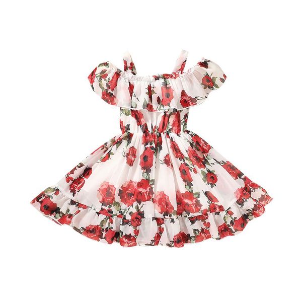 

girl's dresses #5 summer toddler kids baby girls sling chiffon skirt princess dress evening party 2 3 4 6y, Red;yellow