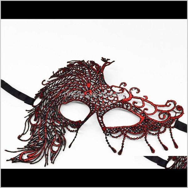 Masken Festliche Lieferungen Home GardenMysterious Angel Red Lace Augenmaske Weihnachten Halloween Hochzeit Party Jahr verfügbar Drop Delivery 2021 St