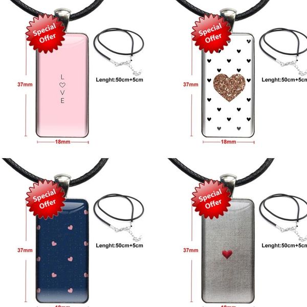 

pendant necklaces lovely pink heart for kids beads vente steel color glass cabochon with rectangle shaped choker necklace, Silver