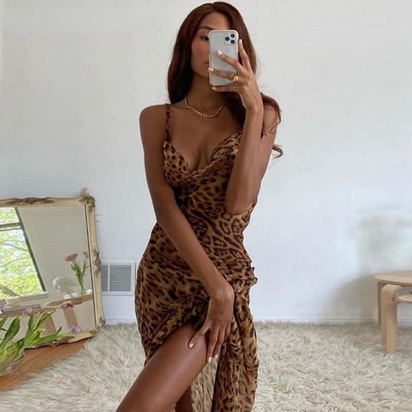

casual dresses leopard print v-neck bodycon long dress women lace up backless summer female straps party beach vestidos, Black;gray
