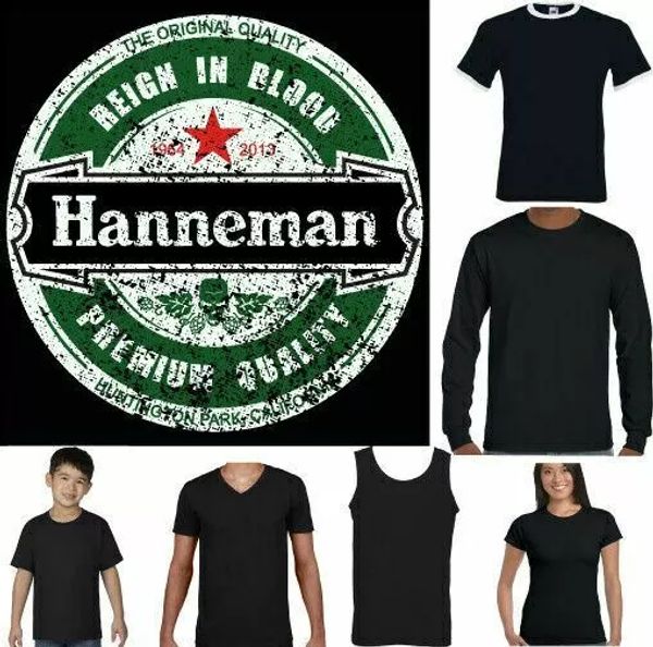 

jeff hanneman mens t-shirt slayer reign in blood guitar rock tee, White;black