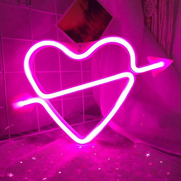 

party decoration heart shaped neon signs usb/battery powered acrylic wall decor decorative home atmosphere led night lights for girls j2y