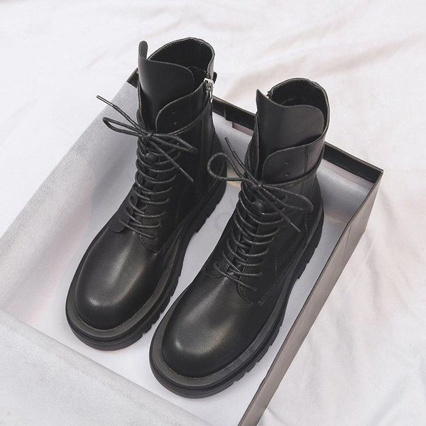 

boots womens shoes british style motorcycle boot feminine cool comfortable footwear female platform booties bota de mujer, Black