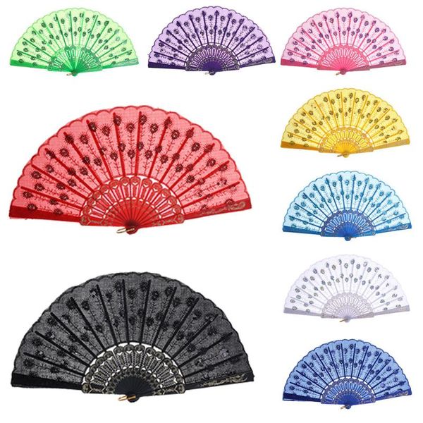 

other home decor chinese style dance wedding party lace silk folding hand held flower fan summer portable deco supplies 2021