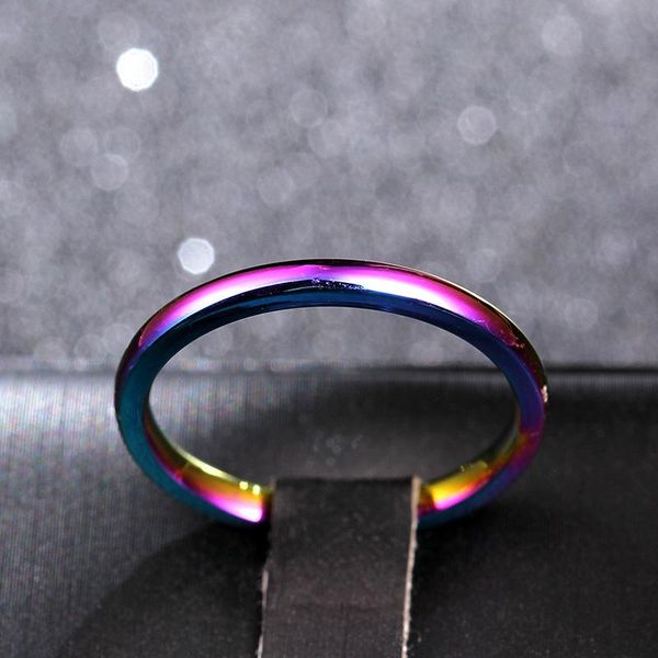 

wedding rings elegant simple colorful stainless steel thin finger band for women 2mm width female engagement girls gifts pierscionki, Slivery;golden