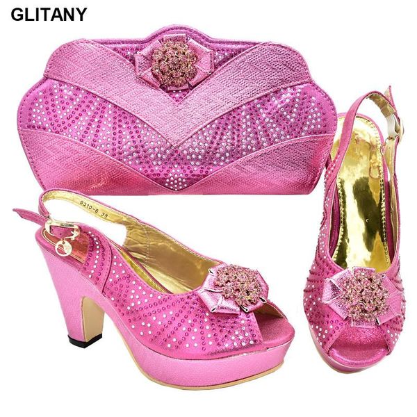 

dress shoes italian shoe and bag set for party in women italy high heels wedding wholesale 2021 matching, Black