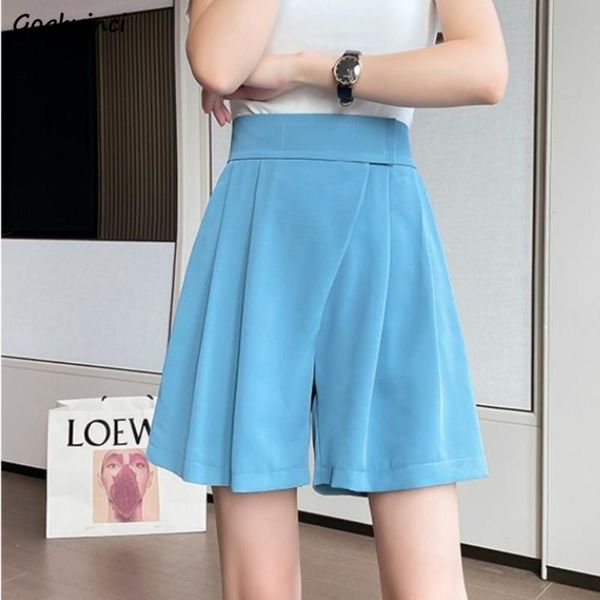 

women's shorts women loose stylish summer breathable solid all-match student minimalist leisure high waist korean version femme trouser, White;black