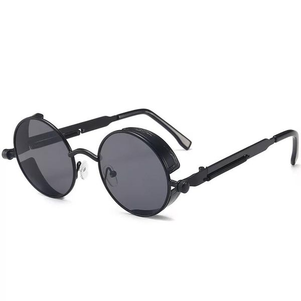 

sunglasses 2021 classic gothic steampunk designer men and women retro round metal frame, White;black