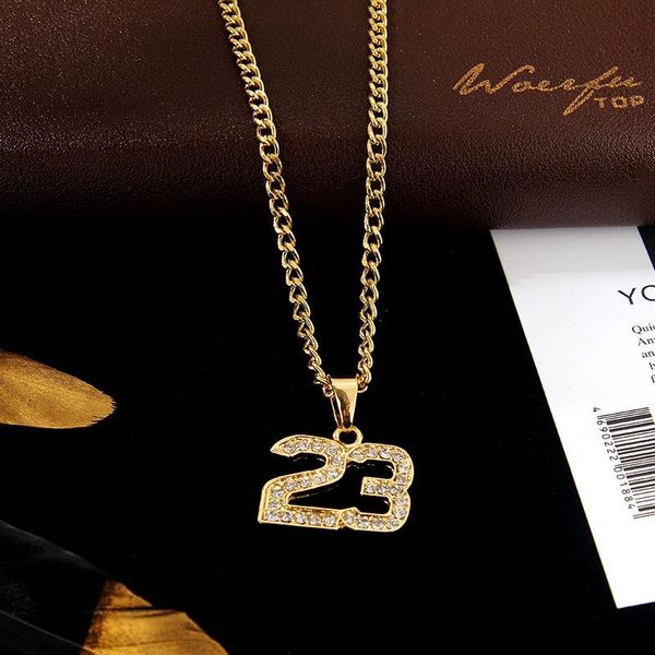 

pendant necklaces mens necklace hip hop chain number 23 street dance rapper jewelry gift, Silver