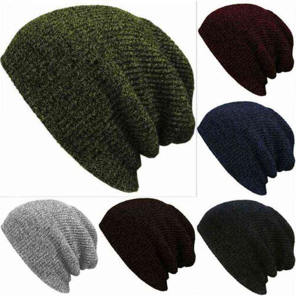 Homens Unisex Ski Slouch Beanie Chapéu Inverno Quente Skates Beenie Loose Caps New Y21111