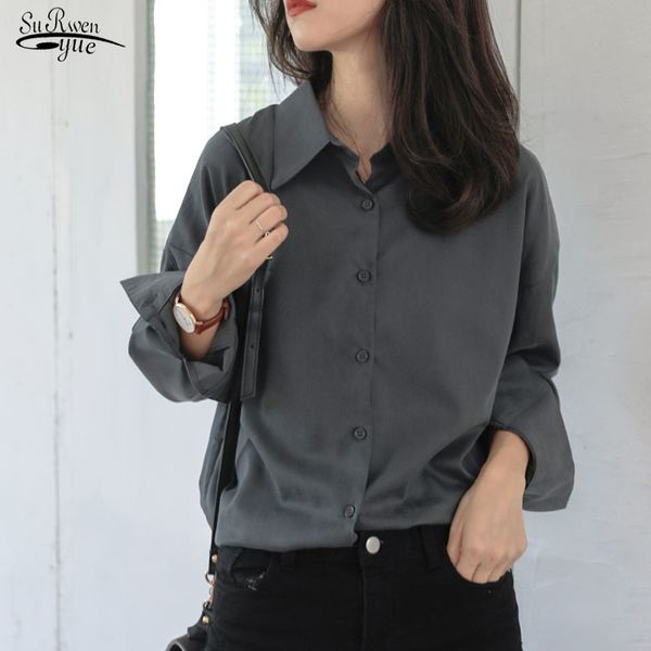 

autumn winter fashion loose women shirts ol style single-breasted full sleeve shirt blouses female blusas 11295 210521, White