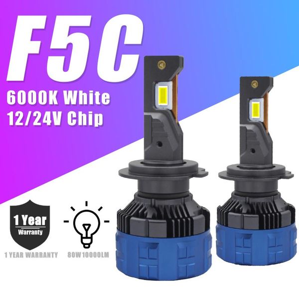 

car headlights automobile h7 led headlamp kit f5c 12v 24v 6000k white h8 h9 h11 headlight bulb no canbus error free