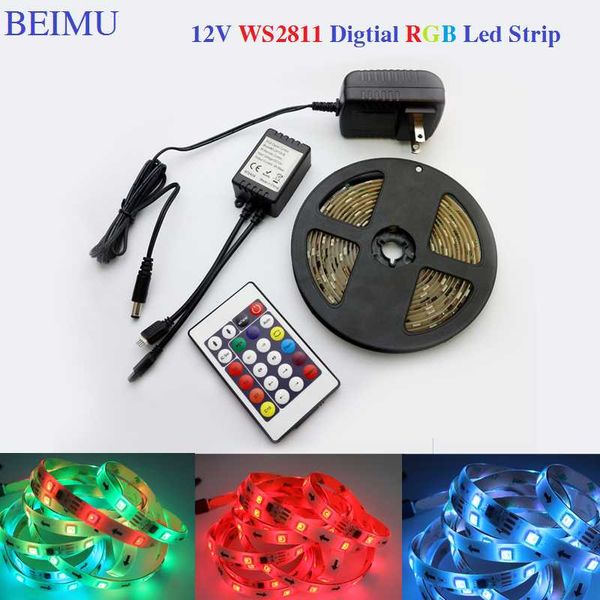 

led strip smd addressable 30/leds/m pixels external 1 ic control 3 leds normal/bright 5m dc12v cabinet light