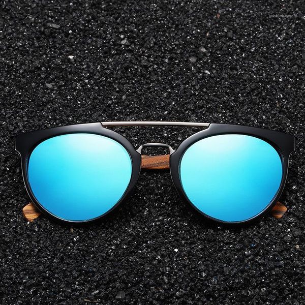 

natural zebra wood sunglasses polarized handmade bamboo women sun glasses men gafas madera s2076, White;black