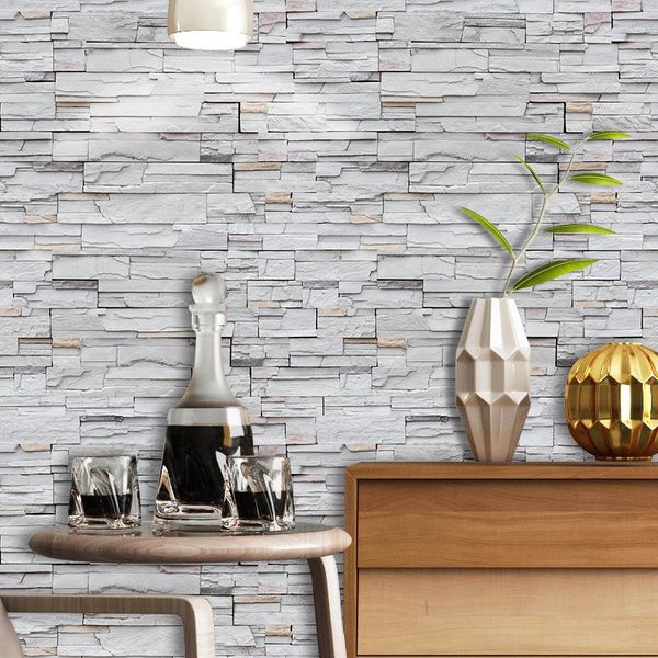 

waterproof self adhesive wallpapers for living room cafe el decoration 3d retro gray white brick wall papers home decor