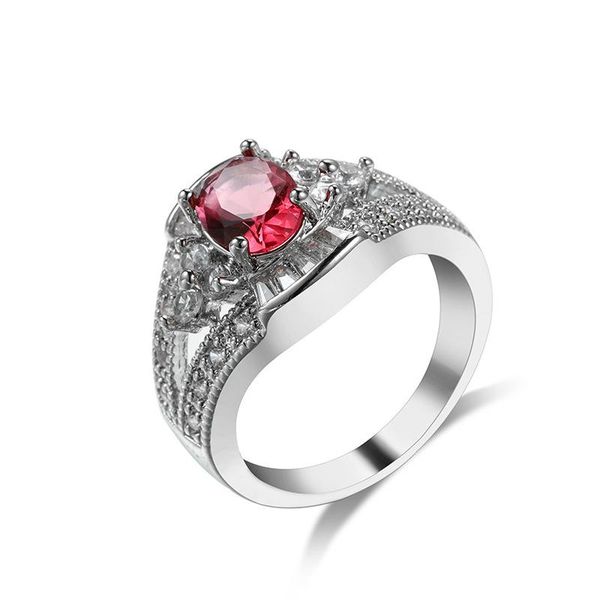 

wedding rings exquisite luxury engagement hollow for women big round cubic zircon silver color ring elegant female party jewelry, Slivery;golden