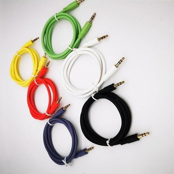 Audiokabelbuchse 3,5 mm männlich zu männlich 1m 2m Audio Line aux vergoldet stecker makaroon silikonschnur für auto kopfhörer lautsprecher drahtkabel neu