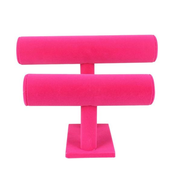 

jewelry pouches, bags bracelet display stand velvet deskshowcase 2 tier holder bangle storage home organizer watch solid shop detachable, Pink;blue