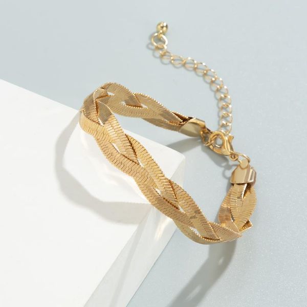 

charm bracelets fashion punk style twisted gold color bracelet for girls women daily hip hop street simple bangles, Golden;silver