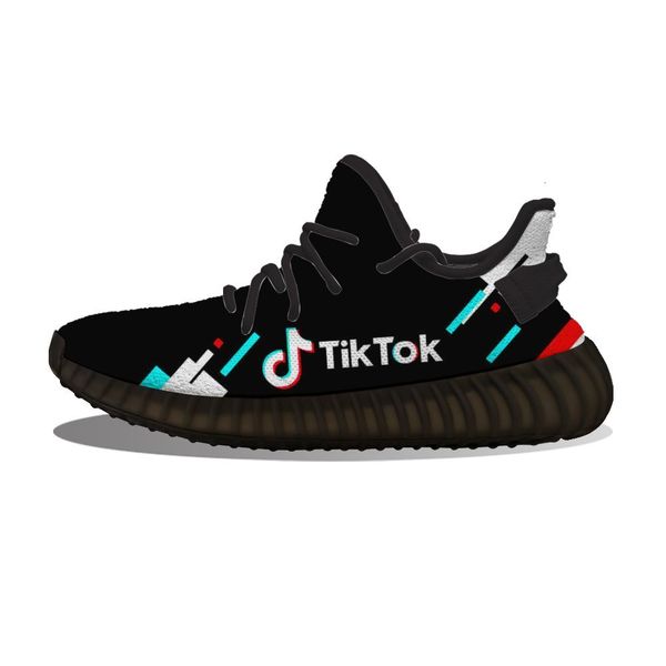 

diy custom tik tok logo running shoes mesh printed mens womens trainers outdoor sports sneakers
