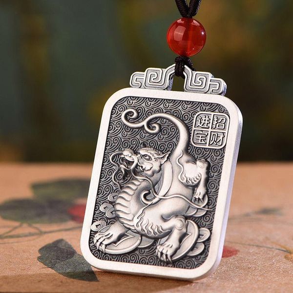 

chains pixiu pendant men's retro domineering trendy man fashion sweater chain jewelry gift, Silver