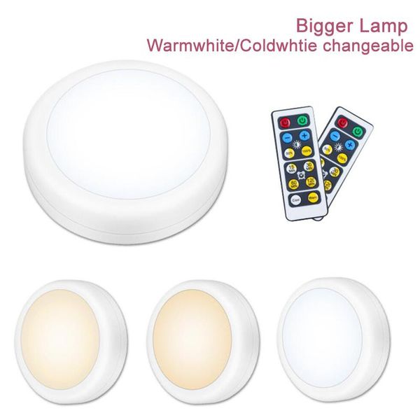 

bigger dual color led under cabinet light remote control wireless dimmable night lights battery lighting for wardrobe kitchen