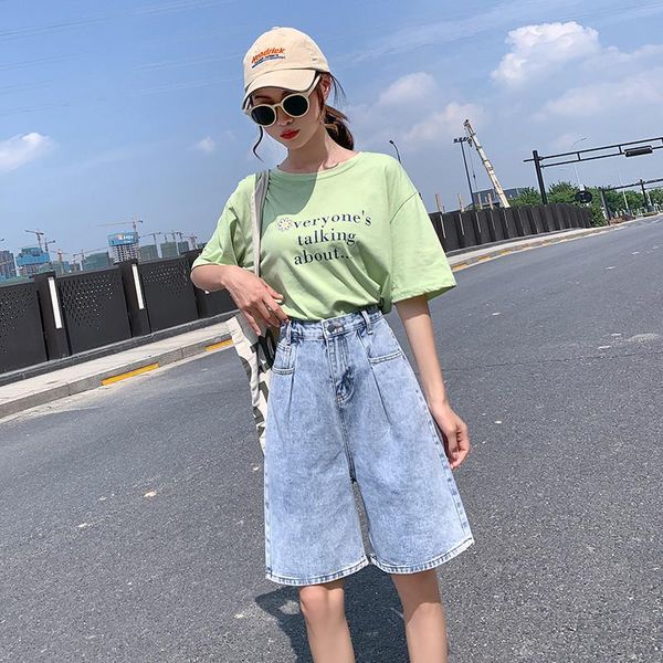 

women's jeans apricot denim short summer 2021 high waist shorts feminino loose korean plus size jean blue damskie spodnie