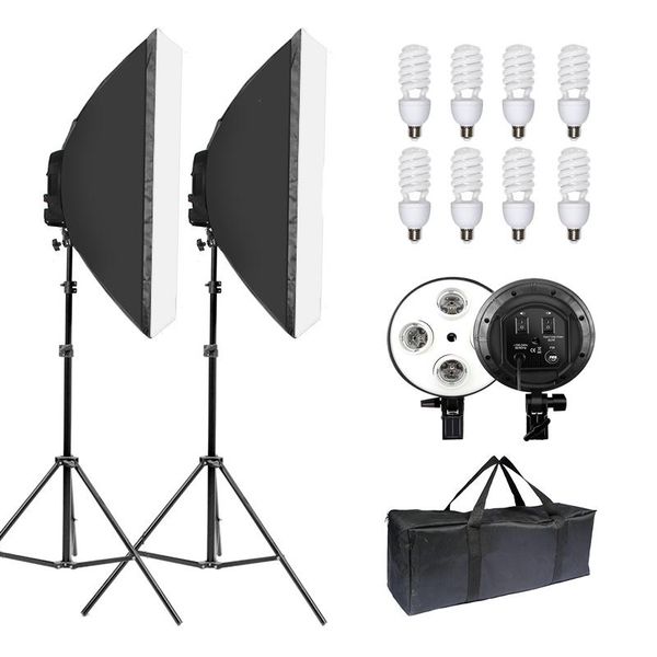 

pography studio lighting kit continuous po softbox light system including 5500k led e27 bulbs for video portrait shoot flash heads