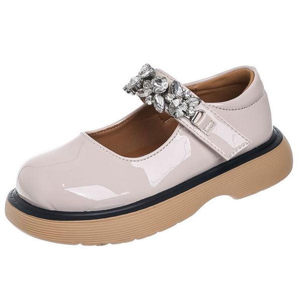 

flat shoes brand little girls spring autumn patent leather flats shoes,toddler women bling rhinestone slip-on school party dress shoe, Black;grey