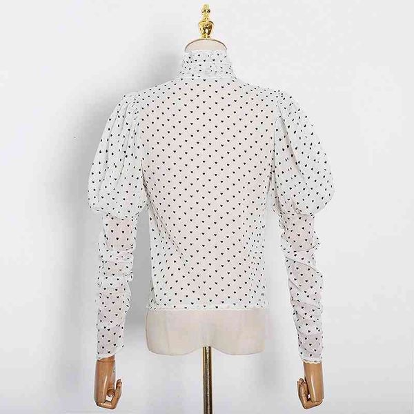 

australia spring bow tie sleeve single-breasted polka dot shirt, White