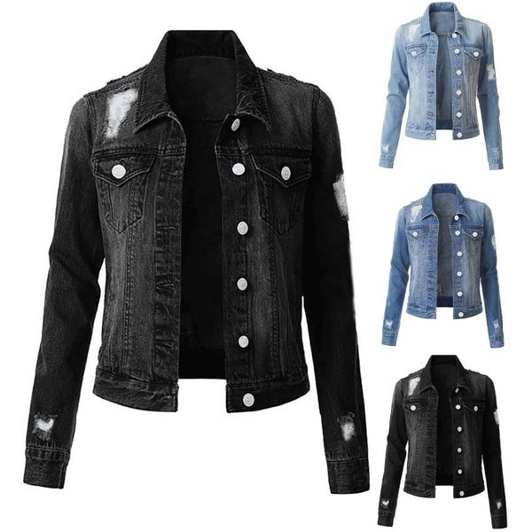 

women's jackets fashion casual coat long sleeve pocket button denim jacket winter warm bubble coats zipper cropped parkas, Black;brown