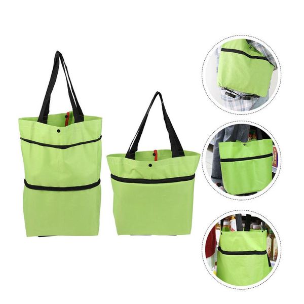 

storage bags 2pcs portable shopping cart folding tug pulley