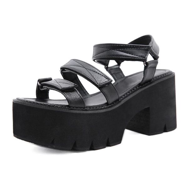 

summer leisure trend platform shoes high heel women sandals black open toe waterproof casual gladiator classic