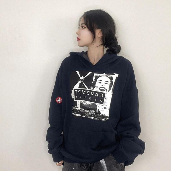 

men's hoodies & sweatshirts 22ss pictorial embroidery 100% cotton eu size cavempt men women vintage clothes autumn winter genshin impac, Black
