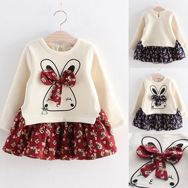 

girl's dresses 1 year girl clothes cute rabbit party dress newborn baby 1st birthday outfits toddler girls autumn clothing 1026, Red;yellow