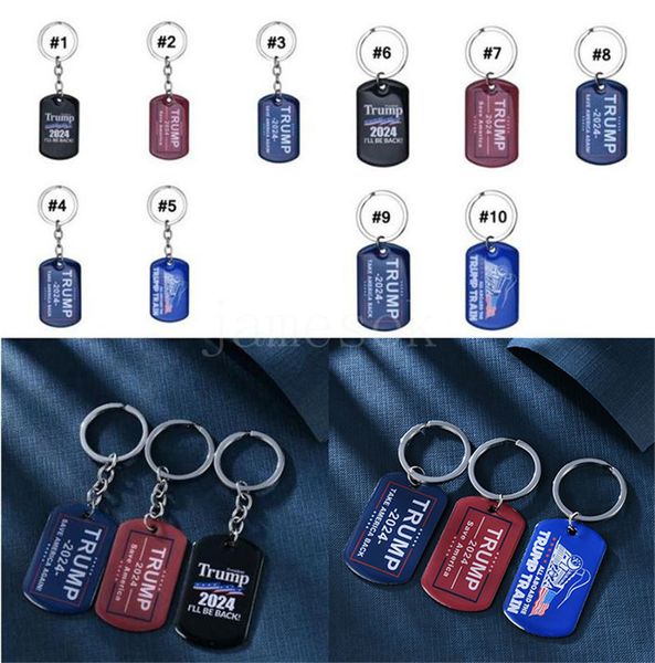 2024 Trump Keychain Partido Suprimentos President ELEIÇÃO BANDEIRA CHAVE PENDENTE SALVAR AMÉRICA ANÁLINA Aço Inoxidável Keyring DD236