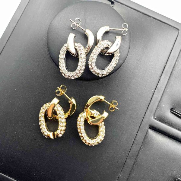 

design jewelry french u-shaped detachable full diamond earrings for women's temperament, Golden