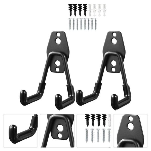 

2pcs heavy duty garage storage hooks wall mount utility for garden tools & rails