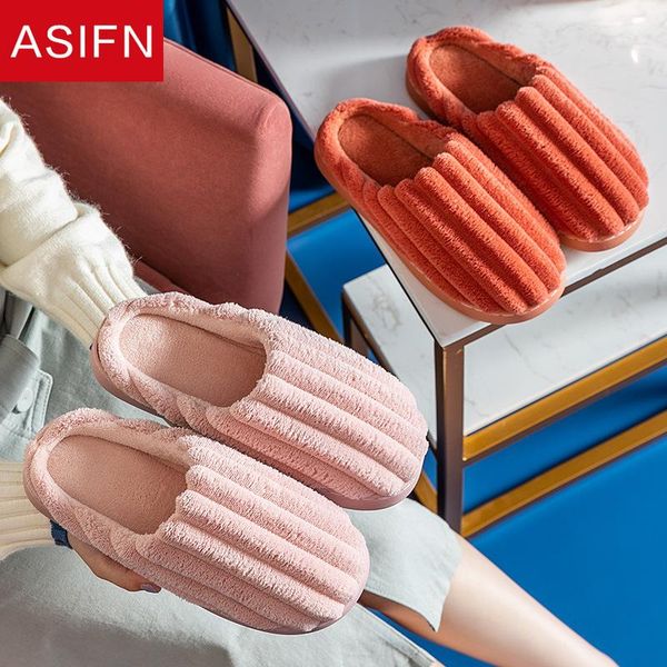 

winter house fur slippers women warm cotton shoes fashion solid indoor bedroom non-slip ladies furry slides men, Black