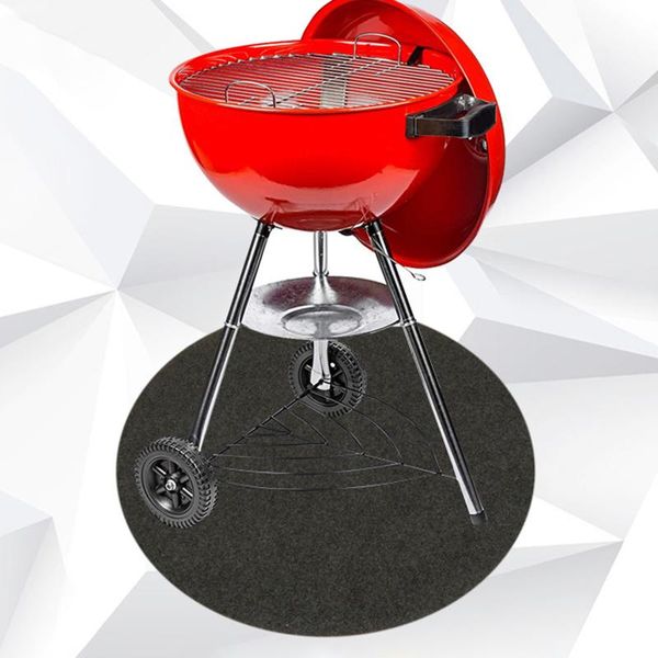 

outdoor pads round grill barbecue mat deck pad protector for burning baking fireproof heat resistant bbq splatter 91cm