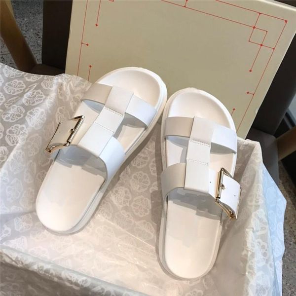 

designer shoes women thick bottom flats solid color metal decoration ladies sandals zapatos de mujer slippers, Black