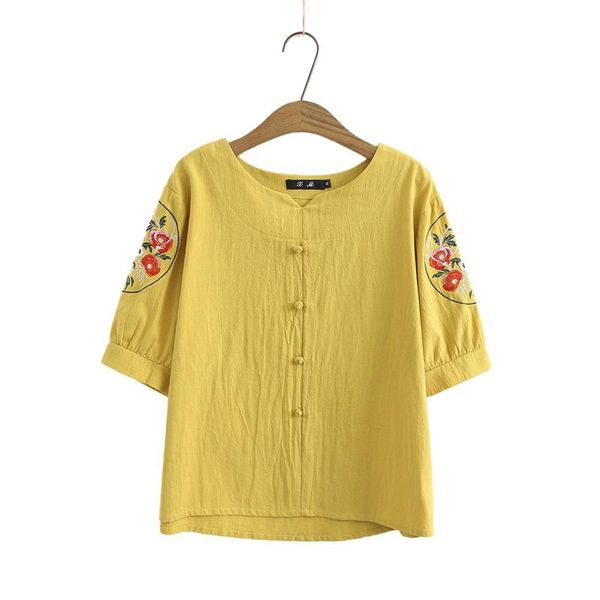 

women's t-shirt plus size xl-4xl floral embroidery vintage short sleeve casual shirts large a-line summer tshirts, White