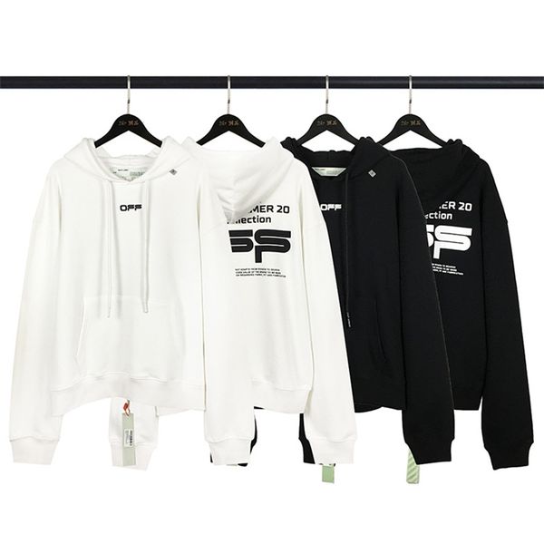 

hoodiesoff ow white basic slogan printed hoodie, Black